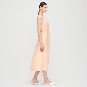 Hana Tajima x Uniqlo | Dobby wrap long sleeveless dress in pink salmon | Size M